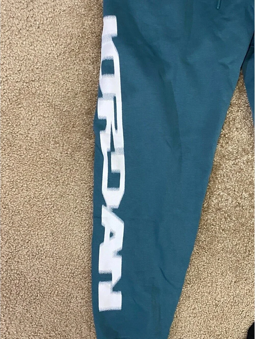 Jordan Sweatpants Mens Large Blue Spellout Logo Cotton Standard Fit Tapered Leg
